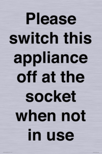 Please switch this appliance off at the socket when not in use